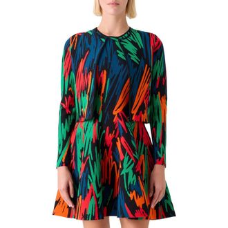 Akris Oversize Scribble Jacquard Cardigan in Black-Multi at Nordstrom, Size 14