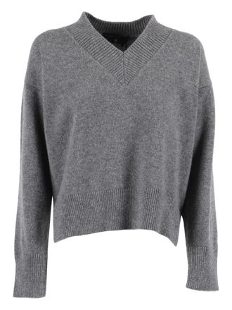 FILIPPO DE LAURENTIIS V-neck sweater - women - Virgin Wool/Cashmere - S - Grey