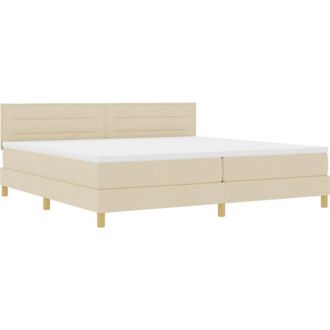vidaXL vidaXL Box Spring Bed with Mattress & LED Cream 200x200 cm Fabric