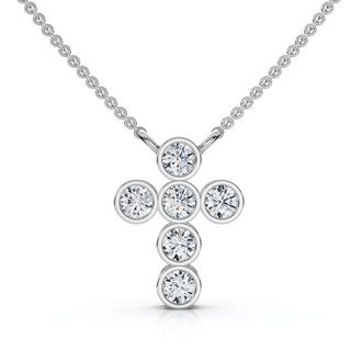 Pompeii3 1/5Ct Diamond Cross Small Pendant Lab Grown 18 Necklace EF/VS