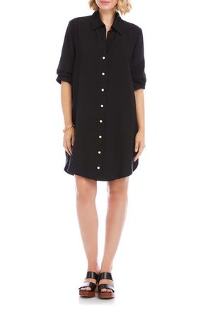 Karen Kane Ruched Sleeve Shirtdress in Black at Nordstrom, Size X-Large P