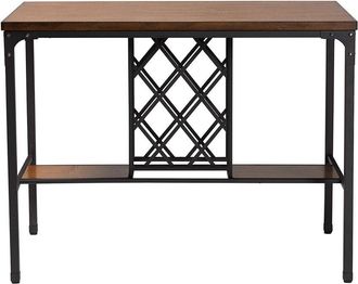 Baxton Studio Vintner Industrial Pub Table With Built-In Wine Cage