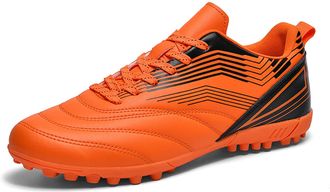 Generic Unisex Anti-Slip Lace-up Soccer Shoes - Breathable Low-top Football Shoes - Indoor Outdoor Training Sneakers (red,5.5)