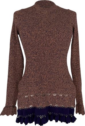Ulla Johnson Ribbed-Knit Ruffled Sweater in Multicolor Viscose