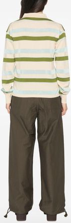 032c Striped Cotton and Wool Polo - Ivory
