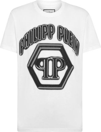 Philipp Plein Tops, Heren, Wit, L, Katoen, T-shirt Ronde Hals SS