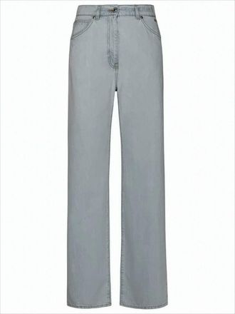 Msgm Light Wash Denim Pants With Classic Five-Pocket Design