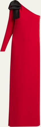 Valentino Garavani Bow One-Shoulder Silk Crepe Column Gown