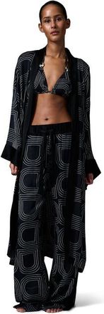 Day Birger Et Mikkelsen Rani Geometric Print Maxi Length Robe in Black at Nordstrom, Size Medium