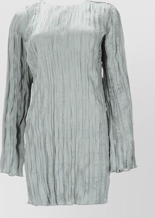 Staud long sleeve dress round neckline texture