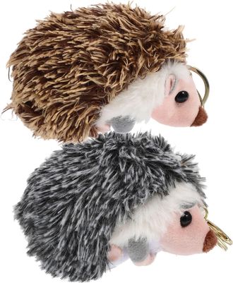 Supvox 2pcs Plush Hedgehog Keychain Set, Soft Stuffed Hedgehog Pendant Backpack Hanging Ornament, Silver Grey Dark Brown, Cute Animal Plush Accessory for Wom