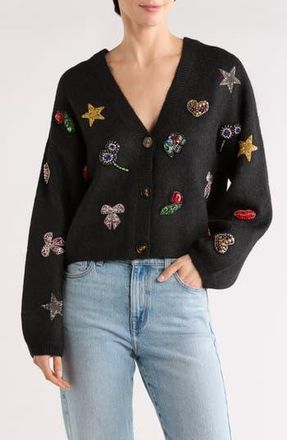 Blank NYC Embellished Appliqu&eacute; Cardigan in Dazzle Me at Nordstrom Rack, Size X-Small