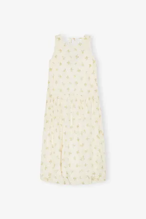 Ganni White Floral Dress - Size 8/10 Viscose