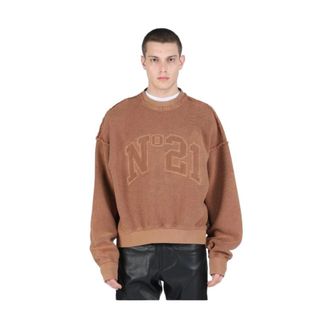 N°21 Heren, Truien, Bruin, Maat: M Katoen