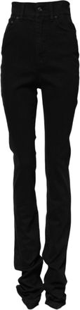 Dolce & Gabbana Womens Black Cotton High Waist Skinny Denim Jeans Clothing
