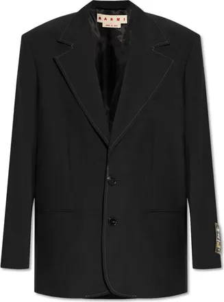 Marni Blazer met open revers - Dames - Blazers - Zwart - XS - Wol - Jassen