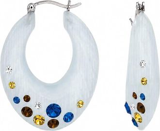 Gold & Honey Womens Small Marquise Confetti Hoop Earrings In Blue