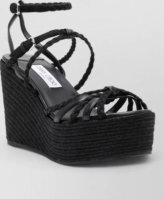 Jimmy Choo London leather platform espadrilles