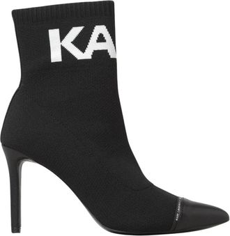 Karl Lagerfeld Gebreide Soklaarzen Puntige Neus - Dames - Laarzen met Hak - Zwart - 38 EU - Schoenen