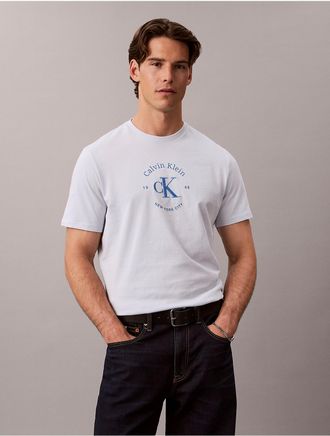 Calvin Klein Jeans Calvin Klein Mens Varsity Crest Logo Graphic Tee - Blue - 2XL