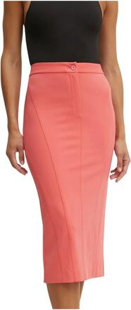 Pinko Panelled Midi Skirt - Dames - Kokerrokken - Rood - XS - Nylon - Rokken