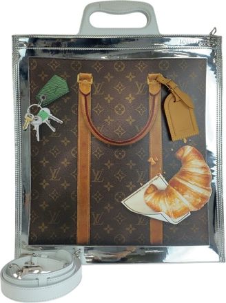 Louis Vuitton Brown Monogram White Pvc Leather Leather Shoulder Bag Tote Bag (Pre-Owned)