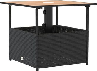 vidaXL Mesa de jardín agujero de sombrilla ratán negro 55x55x46,5 cm Vidaxl