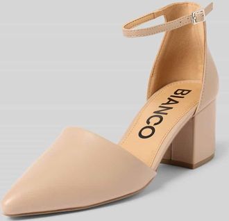 Bianco Pumps mit Blockabsatz und Riemchen in Hellbraun, Gr&ouml;&szlig;e 36