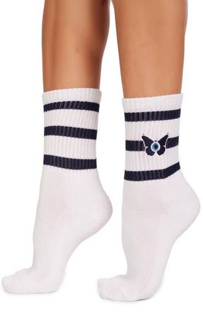 Lauren Moshi Sariah Evil Eye Butterfly Midi Socks in White at Nordstrom