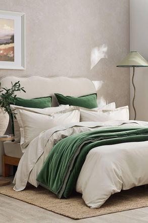 Christy 400TC Luxury Cotton Sateen Plain Dye Duvet Cover Sets in Light Beige | Size: Super King