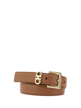 Ferragamo Gancini Buckle Leather Belt - Brown