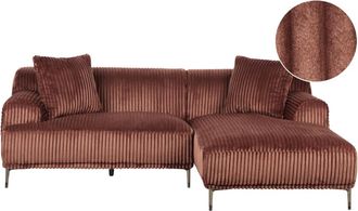Beliani Sof&aacute; esquinero 3 personas de tejido marr&oacute;n