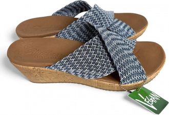 Skechers Womens Cali Beverlee Vacation Mode Wedge Sandals In Blue