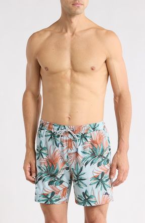 Tommy Bahama Naples Tidal Fronds 6-Inch UPF 30+ Swim Trunks in Pale Opal at Nordstrom, Size Xx-Large