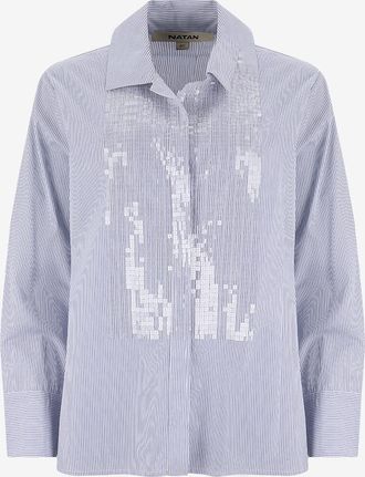 Natan Exklusives Popeline-Hemd mit Pailletten-Plastron Dean