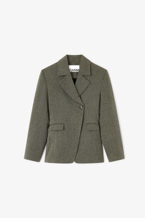 Ganni Green Mouline Blazer