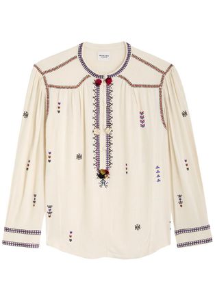 Isabel Marant Isabel Marant &eacute;toile Pelson Embroidered Woven Blouse - Ecru - 42 (UK14 / L)