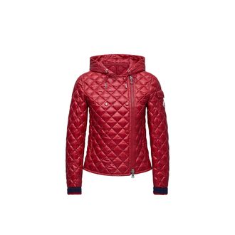 Moncler Moncler Corbelin Diamond-quilted Hooded Short Down Jacket, Women, Red, Size: 00