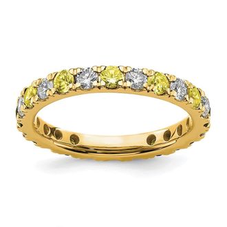 Diamond2Deal 14k Yellow Gold Lab Grown Diamond & Yellow Sapphire Eternity Wedding Band Ring 0.8Ct Clarity- VS Color- G-H