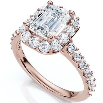 Pompeii3 1 3/4Ct Emerald Cut Diamond Halo Engagement Ring 10k Gold Lab Grown