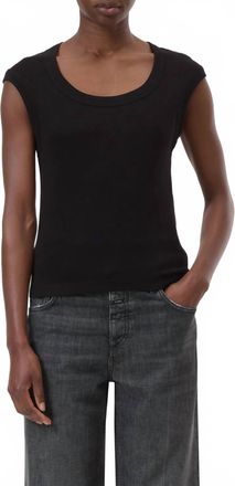 Closed Cap Sleeve T-Shirt In Black