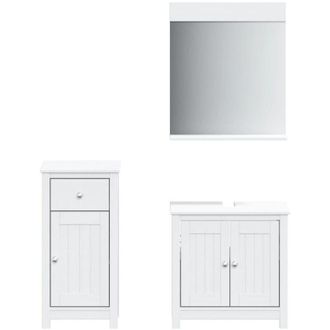 vidaXL Juego De Muebles De Ba&ntilde;o Berg 3 Pzas Madera Maciza Pino Blanco Vidaxl