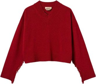 Twinset V-hals Gebreide Kleding - Dames - V-hals truien - Bruin - M - Truien & Vesten
