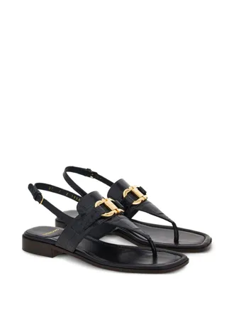 Ferragamo Gancini-Buckle Leather Sandal - Black