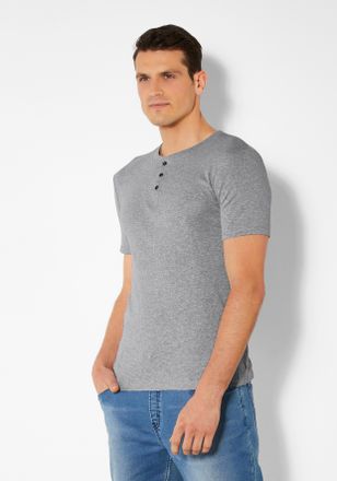 H.I.S T-Shirt H.I.S, Herren, Gr. XXL, grau (grau, meliert), Feinripp, Obermaterial: 100% Baumwolle, meliert, Basic, k&ouml;rpernah normal, Rundhals, abgesteppte 