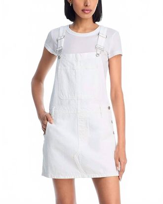 Re/Done Overall Denim Mini Dress In White