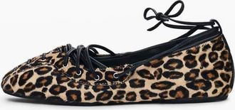 Desigual Ballerine in pelle con stampa leopardata-Nero