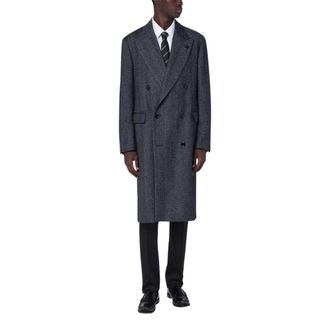 Lardini Double-Breasted Coats, male, Gray, XL, Grey Wool Coat 100% Lana