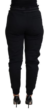 Dolce & Gabbana Womens Logo-Embossed Polyester Joggers Black Polyurethane