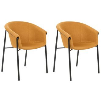 Beliani Beliani - Conjunto De 2 Sillas Naranja Negro Poli&eacute;ster Contempor&aacute;neo Comedor Ames